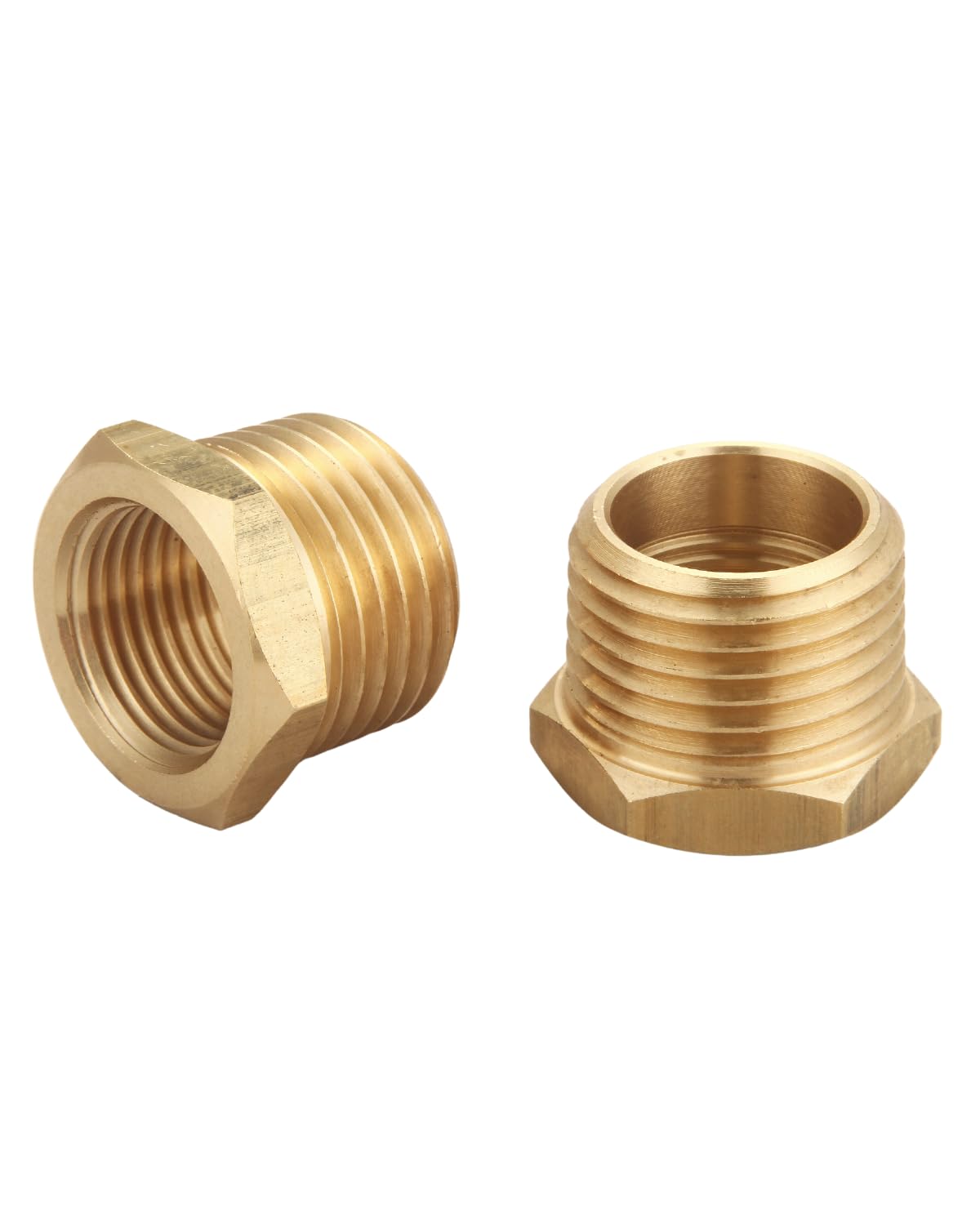 Photo 1 of T TANYA HARDWARE 3/4 Inch NPT Male x 1/2 Inch NPT Female Brass Reducer Hex Bushing, Thread 1" OD to 0.75" ID, (2 Piece)