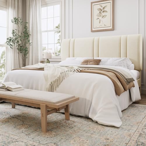 SHA CERLIN King Size Platform Bed Frame, Velvet Upholstered Bed with Adjustable…