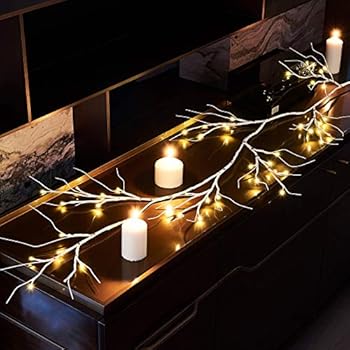 Hairui Winter Birch Garland with Lights 6FT 48 LED Battery Operated with Timer for Christmas Home Decoration Indoor Outdoor Use String Lights Wire Invisible 2019 New