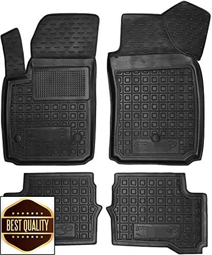 カスタムフィット 全天候フロアマット ブラック ゴム製フロアマット 1列目と2列目4枚 フィアット500 13 19年モデル用