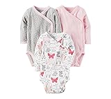 Carter's Baby Girls' 3-Pack Side Snap Bodysuits 3 Months