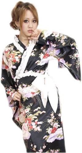 ロング着物ドレス Sun175 黒 鶴柄 浴衣 コスプレ衣装 コスプレ 仮装 通販 Amazon