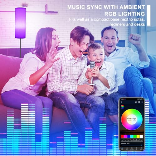 FRIDEKO HOME Floor Lamp Living Room Modern RGB Dimmable Smart Floor Lamp with Remote Control Music Mode Black Base for Office Bedroom