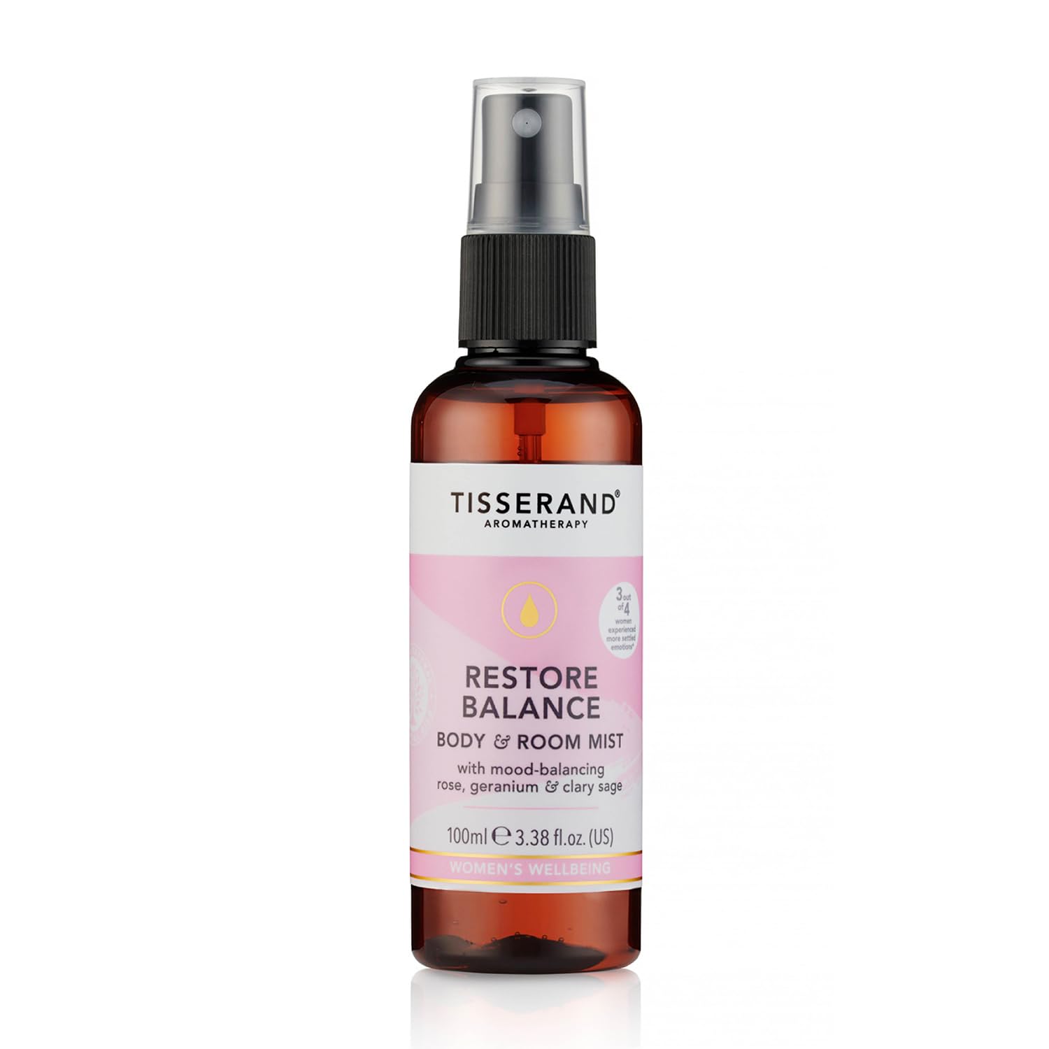 Tisserand - Restore Balance Body & Room Mist - Perimenopause, Menopause & Menstruation Support for Women - Rose, Clary Sage & Geranium 100% Natural Essential Oils - 100 ml