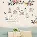 Witkey Birdcages Flowers Flying Birds Wall Stickers Birdhouse Decals Removable Art Wall Stickers Home décor PVC for Kid Room Bedroom Wallpaper
