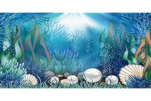 AWERT Vinyl 48x24 inches Underwater World Aquarium Background Aquatic Plants Coral Pearls Fish Tank Background Tropical Terrarium Background
