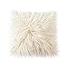 OJIA Deluxe Home Decorative Super Soft Plush Mongolian Faux Fur Throw Pillow Cover Cushion Case (20 x 20 Inch, Light Yellow)