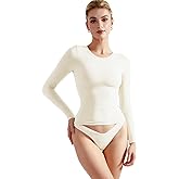 SUUKSESS Women Double Lined Fitted Basic T Shirts Crew Neck Long Sleeve Crop Top