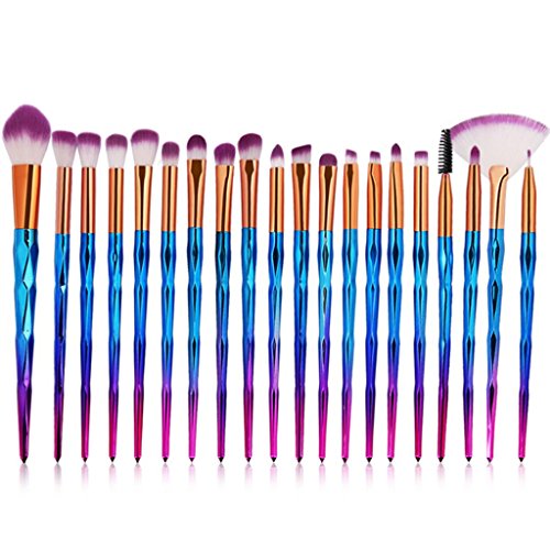 20 Pieces Makeup Brushes Set Kit, Staron Makeup Brush Set Foundation Cosmetics Face Eyebrow Eyeliner Blush Lip Cosmetic Powder Blending Makeup Brushes Tool (Blueâ¤ï¸)