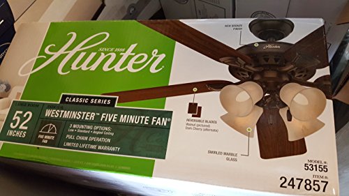 Hunter Westminster 5 Minute Fan 52 In New Bronze Indoor Downrod Or
