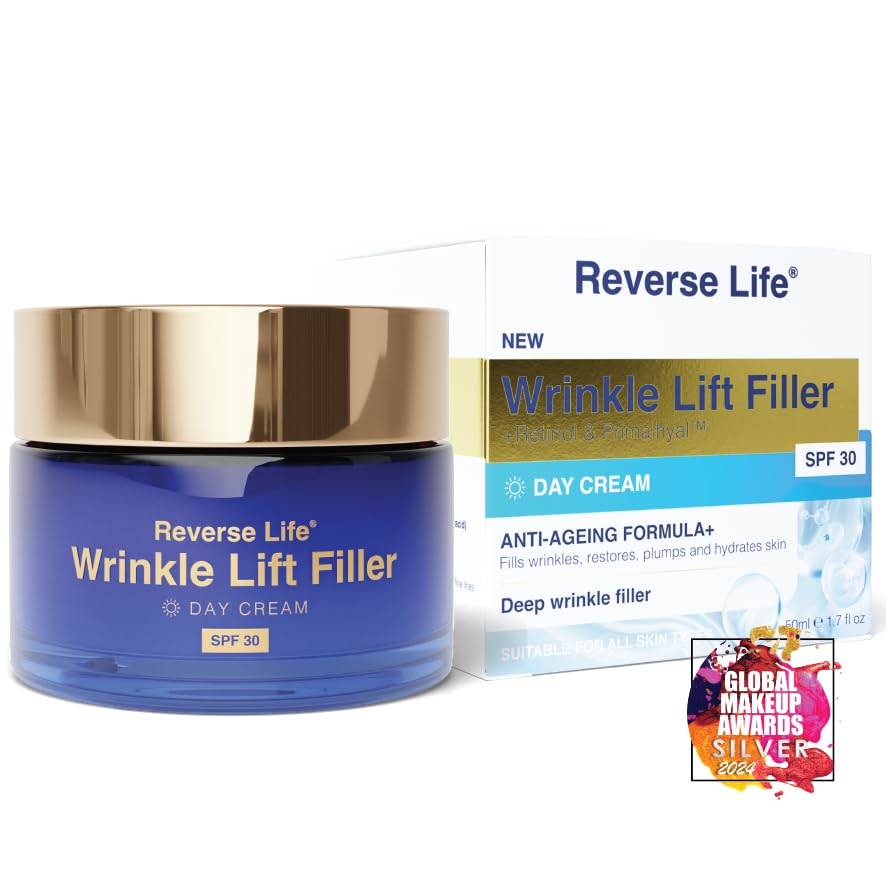 Reverse Life - Day Cream - Face Cream for Wrinkles with Lifting and Filling Properties - Contains Hyaluronic Acid, Marine Collagen & Retinol - 50ml