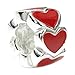 Queenberry Sterling Silver Endless Infinity Love Red Heart European Style Bead Charm