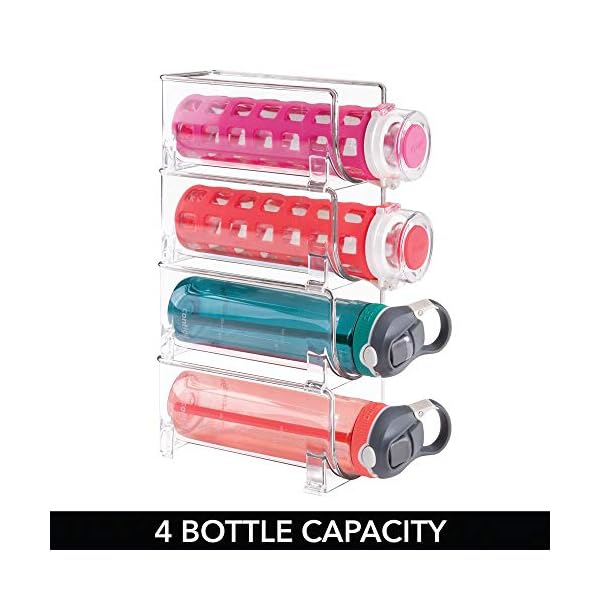 mDesign-Countertop-Water-Bottle-Holder--Refreshing-Water-Bottle-Storage-4-Bottles-x-4-Stackable-Racks-for-Countertops-Workstations-or-in-your-Fridge-Kitchen-Accessories-Transparent mDesign Countertop Water Bottle Holder — Refreshing Water Bottle Storage - 4 Bottles x 4 Stackable Racks for Countertops…