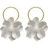Zxxmeet Fashion Color Contrasting Large Flower Circle Earrings with Metallic Charm Flower Female Earrings