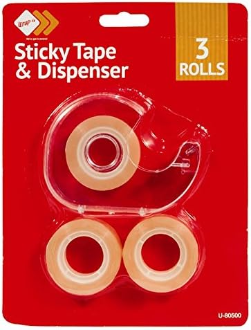 19mm Tape and Dispenser - 3 Rolls of Tape Included – by Wrap It