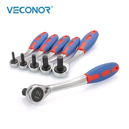 SLB Works Veconor 6 pcs Reversible Ratchet hex Key Wrench Set with Handle Grip Llave Inner hexgon Bolt Spanner 4mm 5mm 6mm 8mm 10mm 12mm