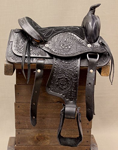 10″ Kids Black Leather Western Mini Pony Saddle