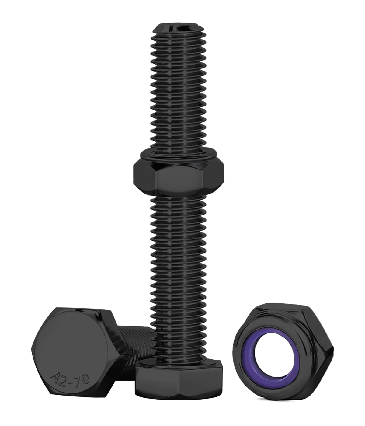 Drenky Bolts and Nuts Set, M8 Nuts and Bolts Assortment 304 Stainless Steel Black Hexagon Bolts and Lock Nuts M8 x 60mm Machine Screws and Nut for Machinery, Furniture, Ship, 3D Printing, 10 Pcs