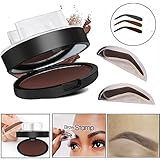 DZT1968 1pc Natural Arched Eyebrow Powder Water-Resistant Makeup Brow Stamp Palette Delicated Shadow Definition (B)