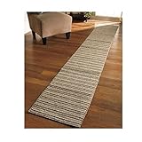 NEW 20 X 120 Sand Colored Striped Extra Long Nonslip Floor Runner Rug *MADE IN USA* by Unique's Shop