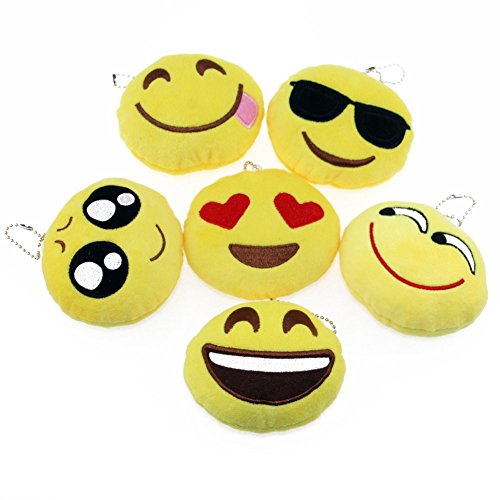 KUMEED Mini Emoticon Face Expression Plush Key chains Bag Accessory Pack of 6