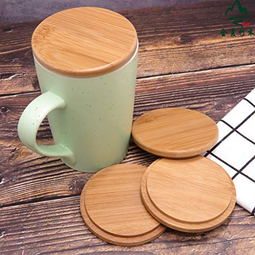 Pack of 4 Bamboo Cup Cover Wooden Cup Lid Coffee Mug Cup Lid Wooden Tea Glass Cup Cover Drink Cup Lid Set