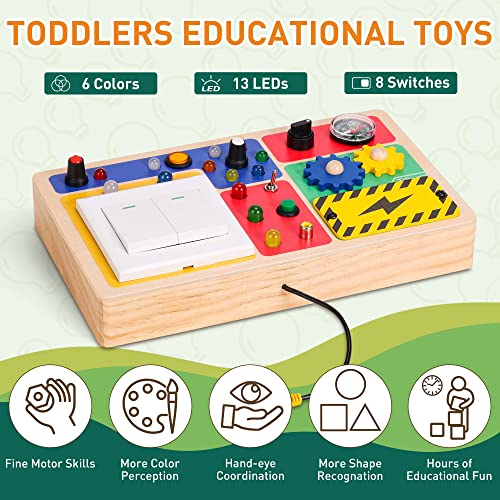 Tilhumt Light Switch Toys for Toddlers, Montessori Toys with Buttons to