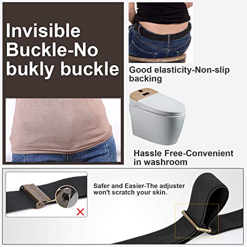 No Buckle Belt No-show Buckle Unisex Adjustable Elastic Belt for Women Men By WERFORU