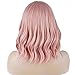 BERON 14 Inches Short Curly Women Girls Charming Synthetic Wig with Bangs Wig Cap Included (Lovely Pink)thumb 3