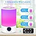 Cool Mist Humidifier, 3L Top Fill Ultrasonic Humidifier for Bedroom with 7 Colors Night Light and Remote Control, Adjustable Mist Levels, Optional Timer, 6 Dimmer, Super Quiet Operation (White)