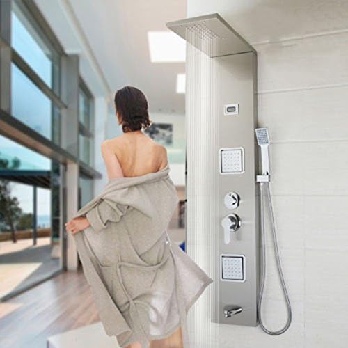 Miefocit Bathroom Brushed Nickel Rainfall Shower Panel,Wall Mount Massage Jet Faucet Spray Shower Screens/Column