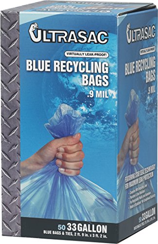 Aluf Plastics 710751 Ultrasac Heavy Duty Professional Quality Recycling Trash Bag, 33 Gallon Capacity, 38