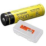 Nitecore NL1835HP 3500mAh 18650 High Performance Li-ion Rechargeable Battery for High Drain Flashlights Like EC23, HC33, MH12GTS, Fury with LumenTac Battery Organizer
