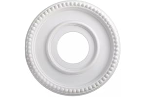 Round Ceiling Medallion， PU Decorative Light Fixture Cover Plate， White 12.4 Inch Diameter， for Chandelier Fan Home Improveme