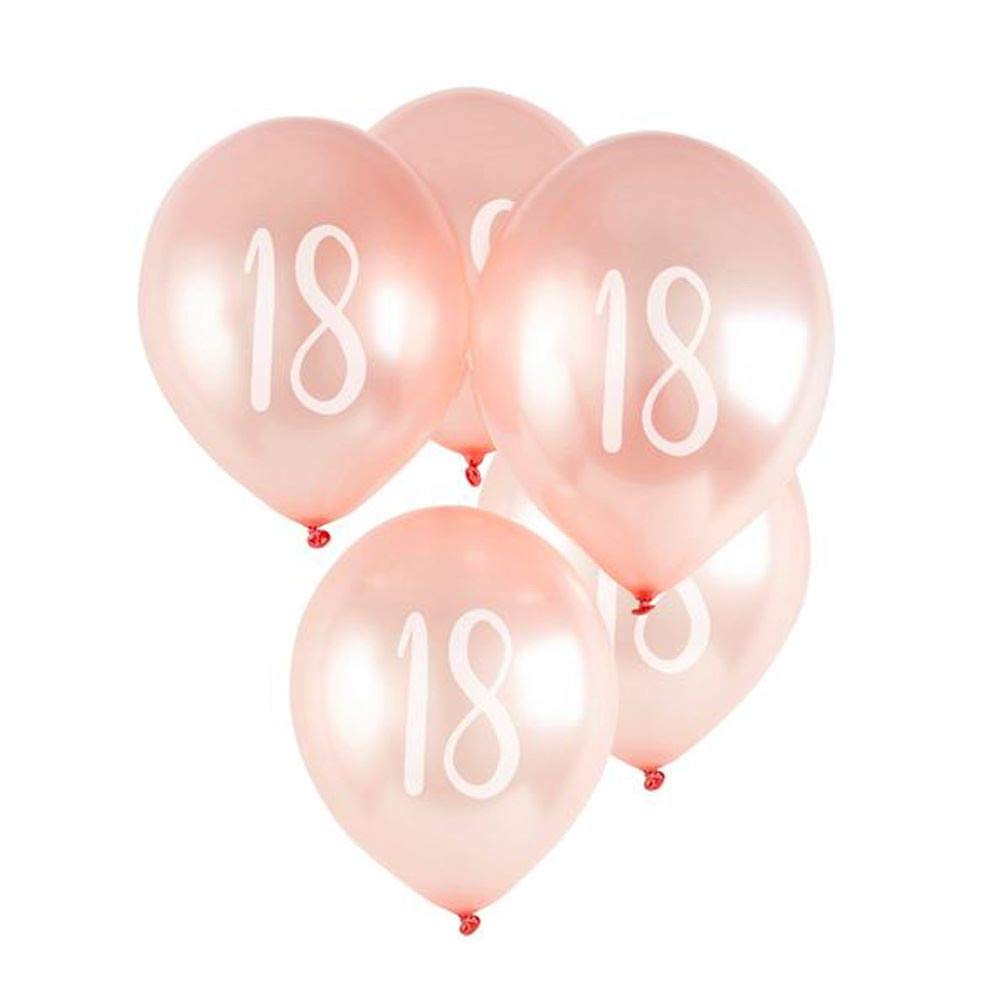 CLUB GREEN 5 Rose Gold Number 18 Balloons, 2 x 13.7 cm