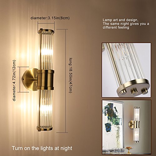 Glass Wall Light Fixture Indoor Antique Bronze ECOBRT Bathroom Vanity Lights Fixtures Beside Mirror Lighting Lamps Up and Down Wall Mounted Light E12 Socket