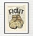 Fight the Good Fight of Faith, 1 Timothy 6:12, Vintage Bible Verse Page Wall Art Print, Unframed, Christian Art, Boxing Gloves Decor Poster Gift, 8x10 Inches