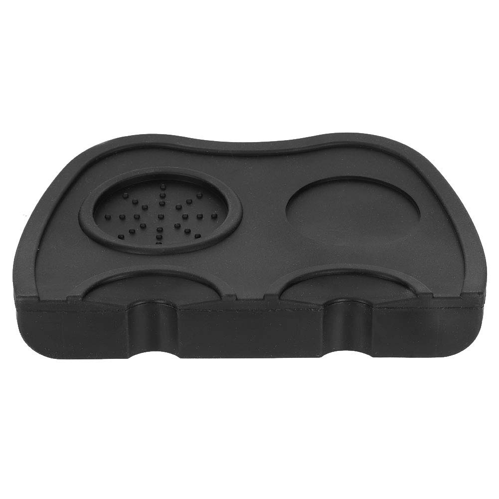 Coffee Tamper mat, Espresso Silicone Mat, Non‑Slip Silicone Coffee Powder Tamper Mat Holder Corner Tamping Pad for Kitchen Shop Black