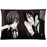 Anime Ciel And Sebastian Black Butler Pillowcases Custom Pillow Case Cushion Cover 20 X 30 Inch Two Sides
