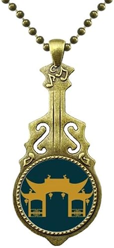 Amazon タイ神話woodiness寺のイラスト ネックレスアンティークギタージュエリー音楽ペンダント ネックレス 通販