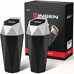SINSEN Mini Car Trash Can with Lid, Auto Garbage