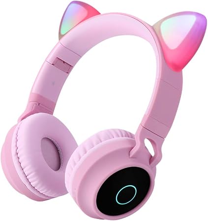Amazon Co Jp Hundshop 内蔵マイク Ledライト 子供と大人 ブルートゥース 無線 キャットイヤーヘッドホン ミュージックヘッドセット Pink 家電 カメラ
