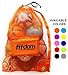Extra Large Heavy Duty Soccer Ball Mesh Bag for Sports, Beach and Swimming Gears. Adjustable Shoulder Strap Made to Fit Adults and Kids. Secure Side Pocket for your Personal Item. 40x30 IN, Orange