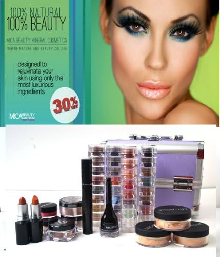 Bundle 18 Items: Micabeauty Cosmetics Professional Artist Mineral Makeup Dark Skin Set Purple Case + Aviva Snow Man Nail Kit