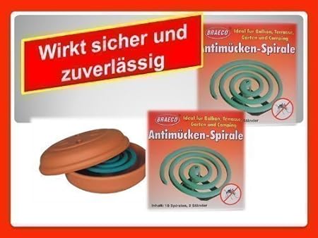 20 St. Anti Mückenspirale Moskitospirale Insektenspirale u. Tontopf