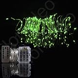 Homeleo 10M 100LED Battery Powered LED String Lights w/ Remote Mini Tiny LED Lamps on Flexible Thin Silver Wire Blinking Twinkle Steady On LED Starry Fairy Lighting(Remote,Green)