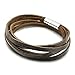JEWELRIESHOP Monotone Rough Finish Genuine Leather Wrap Bracelet Wristband