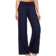 ZOOSIXX Soft Black Pajama Pants for Women, Wide Leg Comfy Casual Lounge Yoga Capri Pants 22'' / 30''