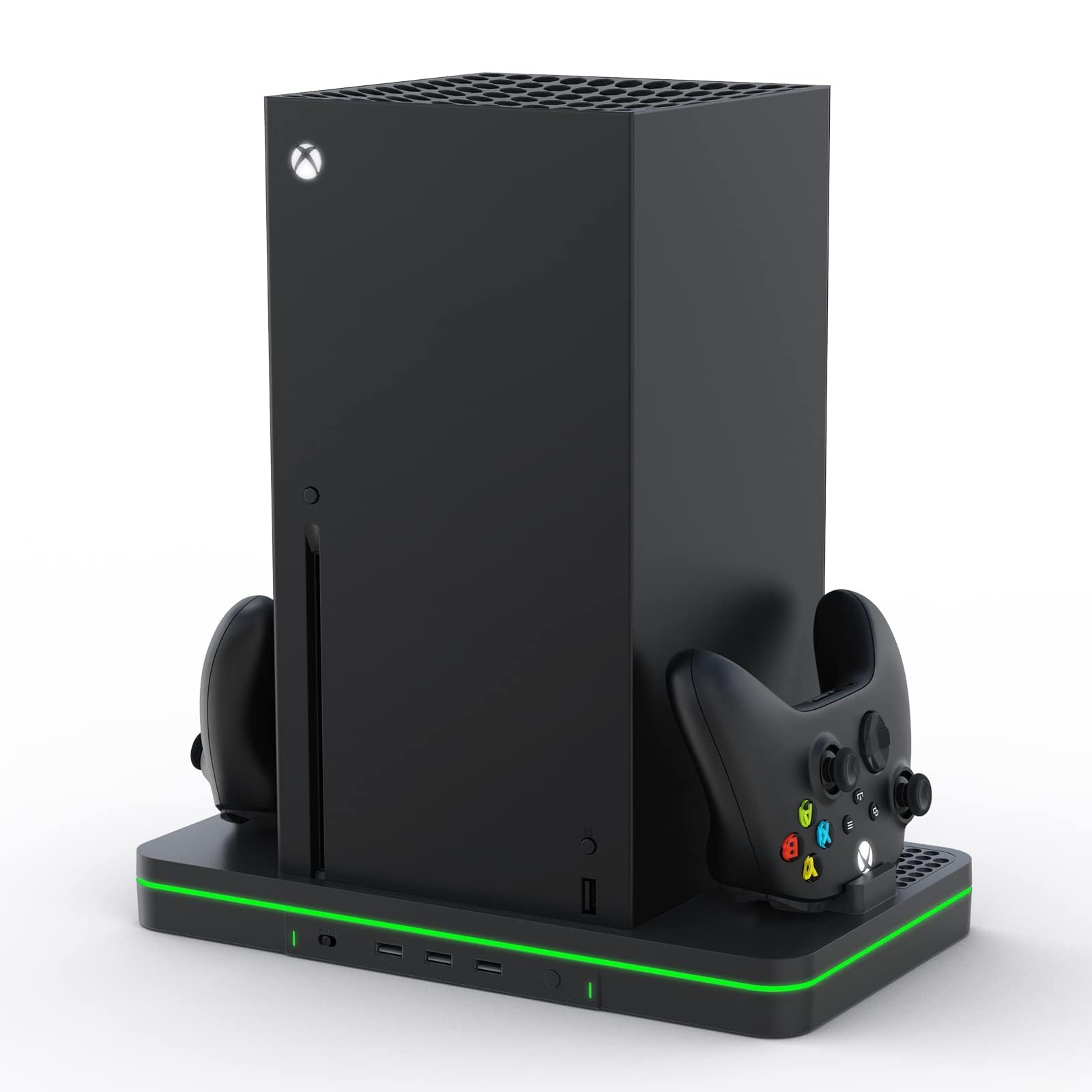 BIFONODKR Vertical Charging Stand with Cooling Fan, Compatible with Xbox Series X/S Console and Controller, Dual Controller Charger Station Dock Accessories with 3 USB Ports (1)
