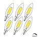 CRLight 6W 700LM LED Candelabra Bulb 4000K Daylight White 70W Equivalent Dimmable, Replace 12W Compact Fluorescent CFL Bulbs, E12 Base B10 Candle Torpedo Shape Bullet Top, 6 Pack